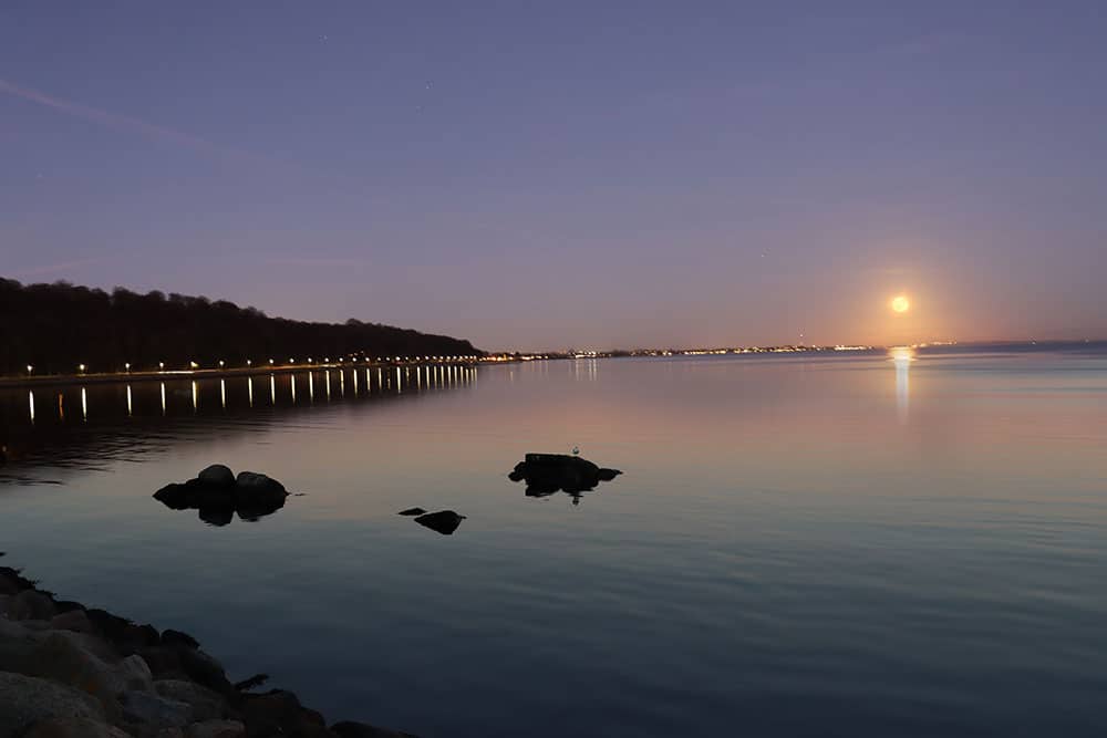 Fuldmånen lyser over Risskov og Skæring, Aarhus